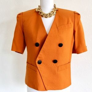 Vintage Orange Blazer Size P10 Padded Shoulders